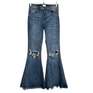 Sneak Peek Flare Jeans Women’s Size 11/30 Distressed Raw Hem High Rise